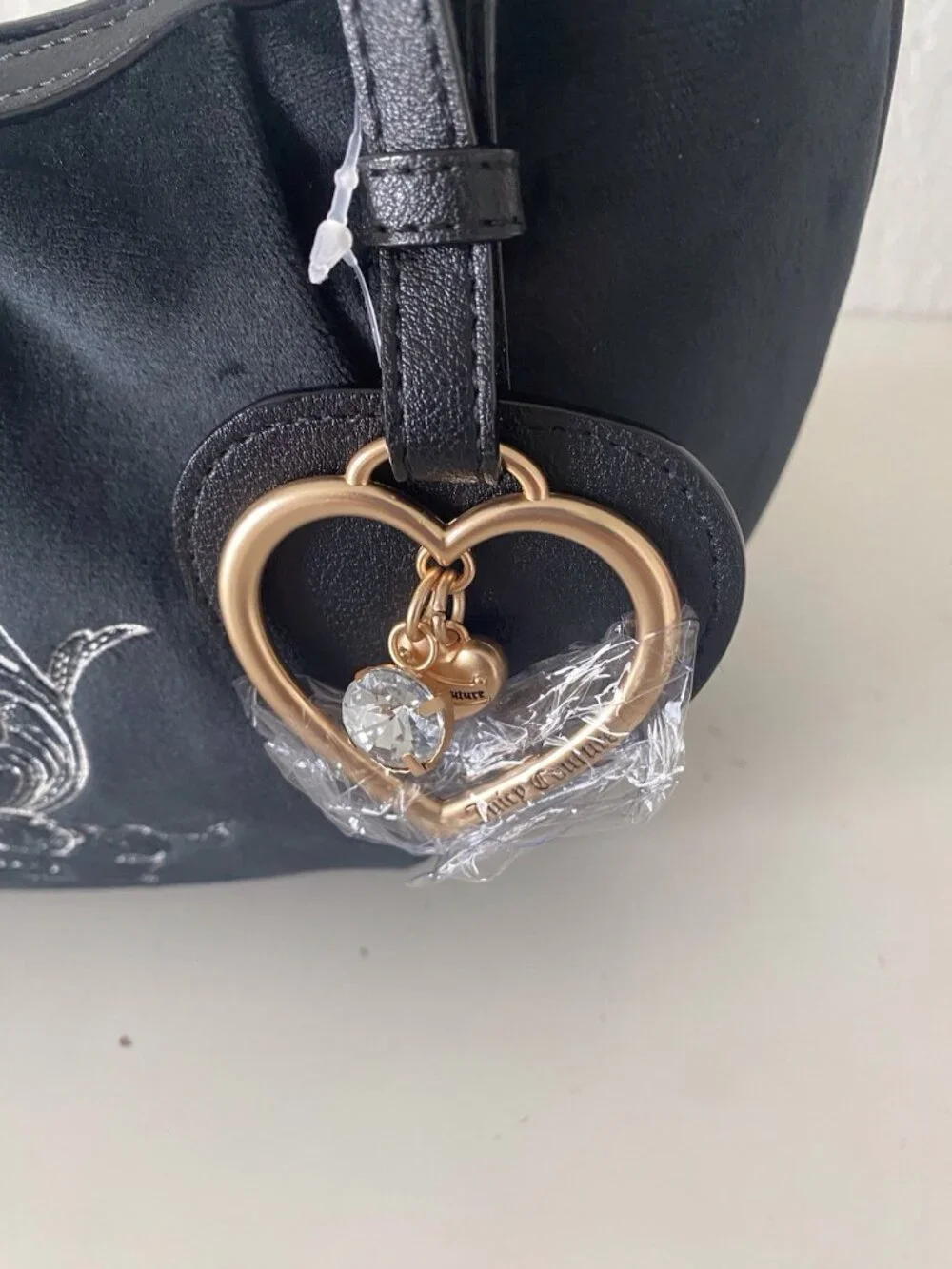 Juicy Couture Need More Juicy Hobo Shoulder Bag‎ Liquorice W/ Heart Charm NEW